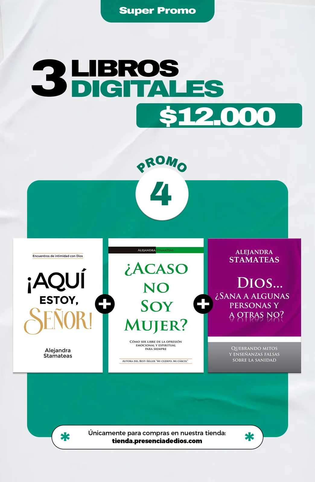 Portada de Aquí estoy, Señor + ¿Acaso no soy mujer? + Dios...¿Sana a algunas personas y a otras no?, de Alejandra Stamateas